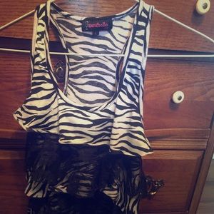Women’s black zebra print tank top.
